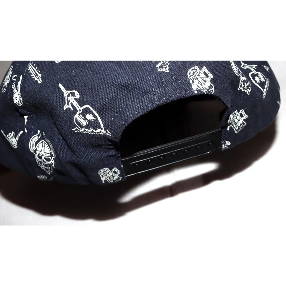 Roark All Over Viking Skulls Swords Mugs Printed Snapback Rope Cap Hat